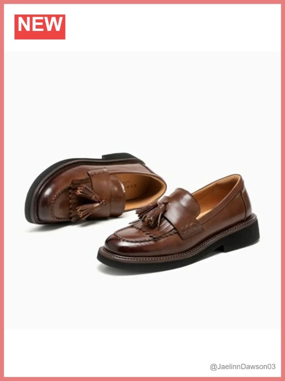 Genuine Calfskin Leather Tassel Loafers Non Slip Chunky Platform Shoes